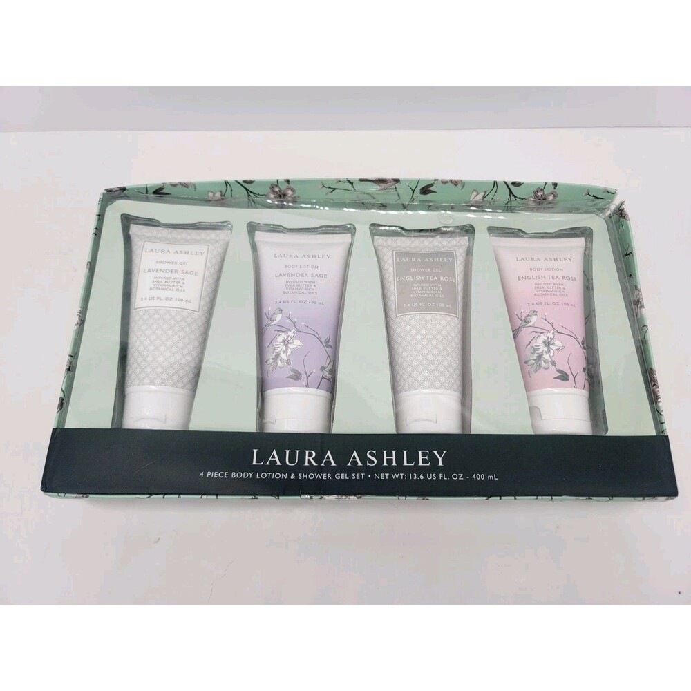 Laura Ashley 4 Piece Body Lotion & Shower Gel Set Lavender Sage